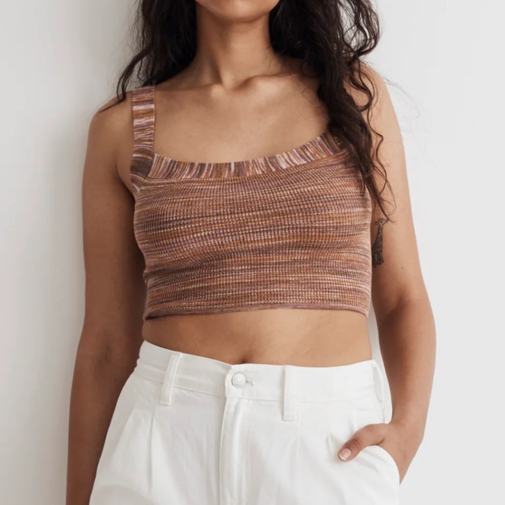 NWT Madewell Space-Dyed Tie-Back Crop Sweater Tank size M